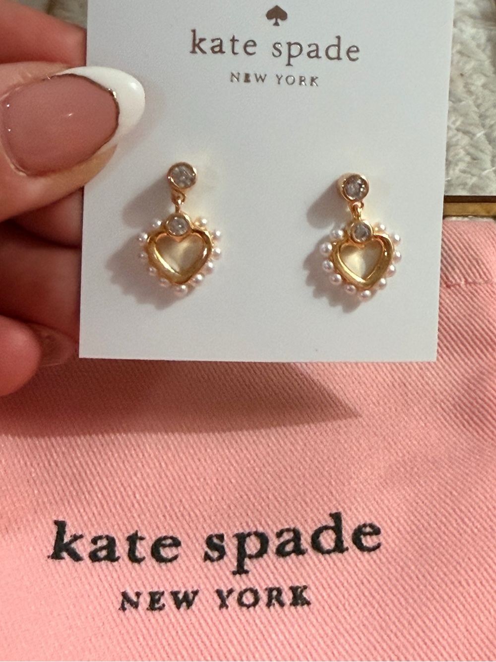 kate spade Shining Spade Pearl Drop Earrings - NEW - Picture 7 of 7